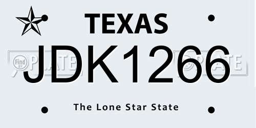 JDK1266 Texas License Plate