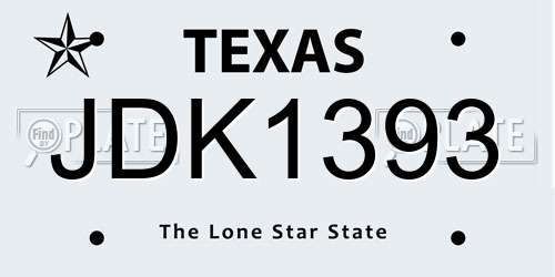 JDK1393 Texas License Plate