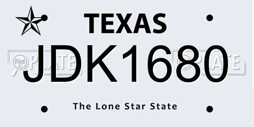 JDK1680 Texas License Plate