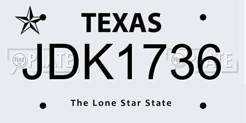 JDK1736 Texas License Plate