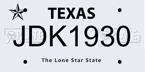 JDK1930 Texas License Plate
