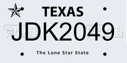 JDK2049 Texas License Plate