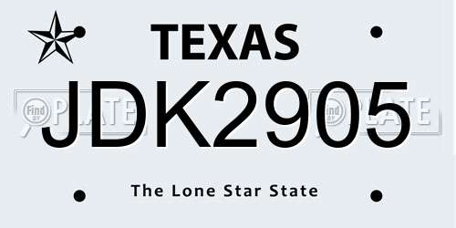 JDK2905 Texas License Plate
