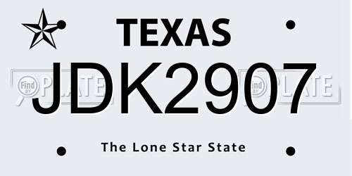 JDK2907 Texas License Plate