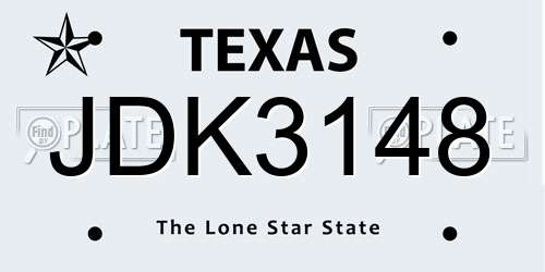 JDK3148 Texas License Plate