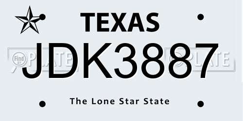 JDK3887 Texas License Plate