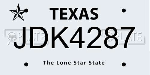 JDK4287 Texas License Plate