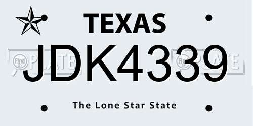 JDK4339 Texas License Plate