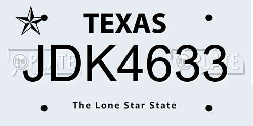 JDK4633 Texas License Plate