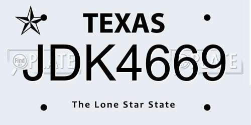 JDK4669 Texas License Plate