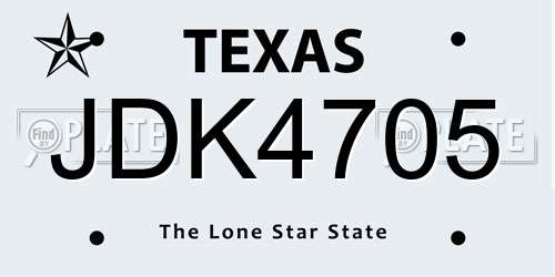 JDK4705 Texas License Plate