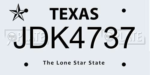 JDK4737 Texas License Plate