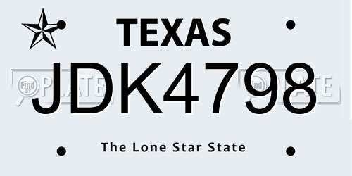 JDK4798 Texas License Plate