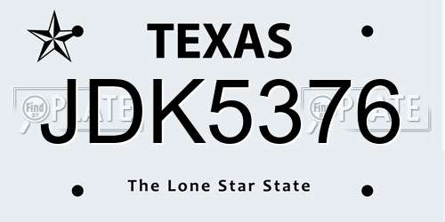 JDK5376 Texas License Plate