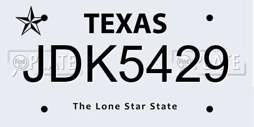 JDK5429 Texas License Plate