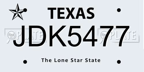 JDK5477 Texas License Plate