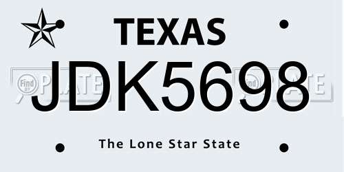 JDK5698 Texas License Plate