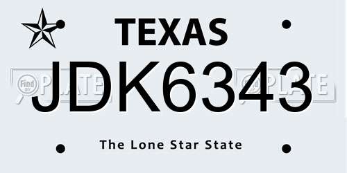 JDK6343 Texas License Plate