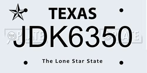 JDK6350 Texas License Plate
