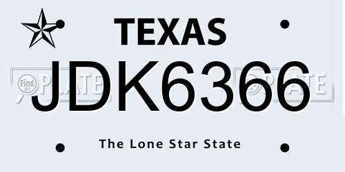 JDK6366 Texas License Plate