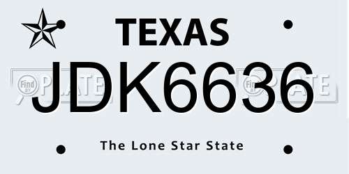 JDK6636 Texas License Plate