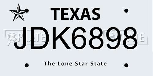 JDK6898 Texas License Plate