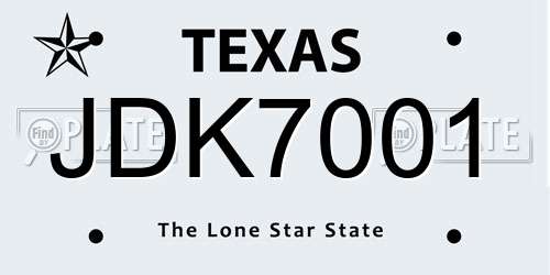 JDK7001 Texas License Plate