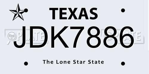 JDK7886 Texas License Plate