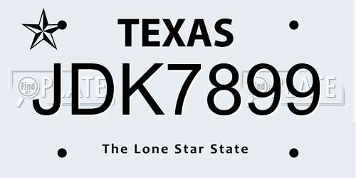 JDK7899 Texas License Plate