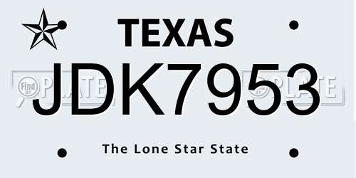JDK7953 Texas License Plate