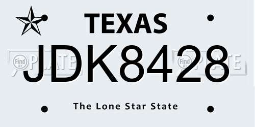 JDK8428 Texas License Plate