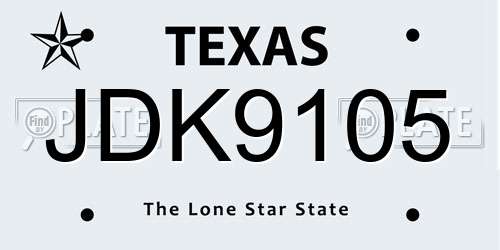 JDK9105 Texas License Plate