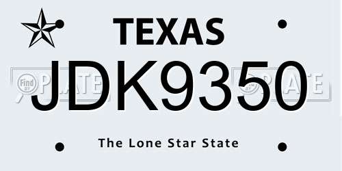 JDK9350 Texas License Plate