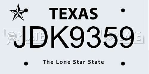 JDK9359 Texas License Plate