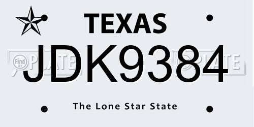 JDK9384 Texas License Plate