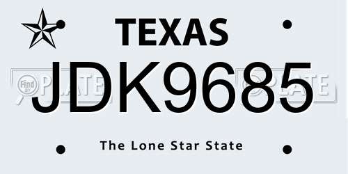JDK9685 Texas License Plate
