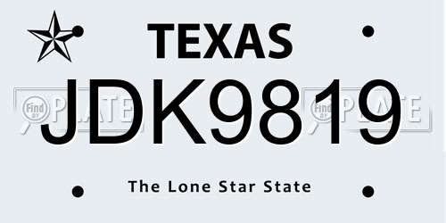 JDK9819 Texas License Plate