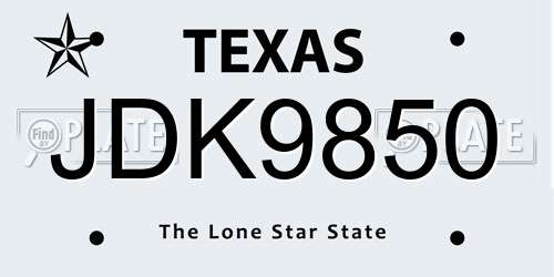 JDK9850 Texas License Plate
