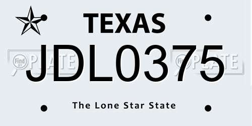 JDL0375 Texas License Plate