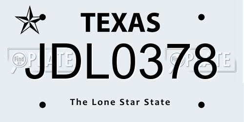 JDL0378 Texas License Plate