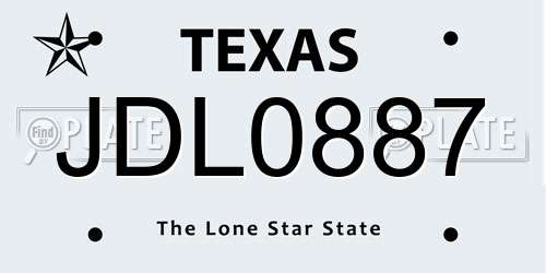 JDL0887 Texas License Plate