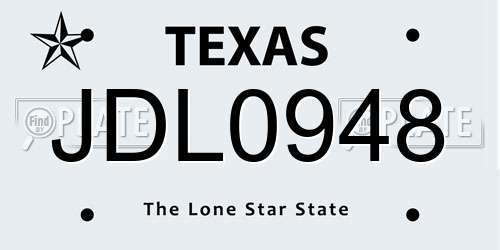 JDL0948 Texas License Plate
