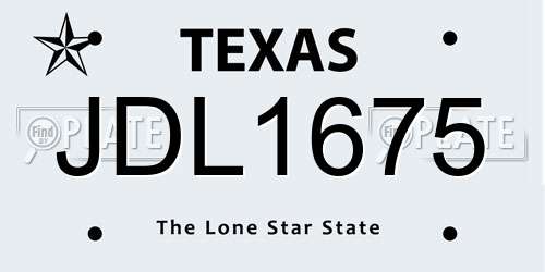 JDL1675 Texas License Plate