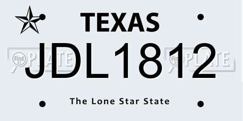 JDL1812 Texas License Plate