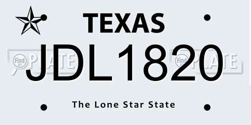 JDL1820 Texas License Plate