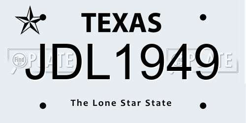JDL1949 Texas License Plate
