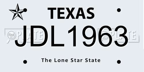 JDL1963 Texas License Plate