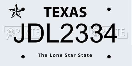 JDL2334 Texas License Plate