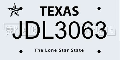 JDL3063 Texas License Plate