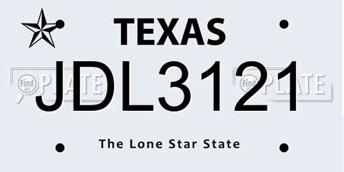 JDL3121 Texas License Plate
